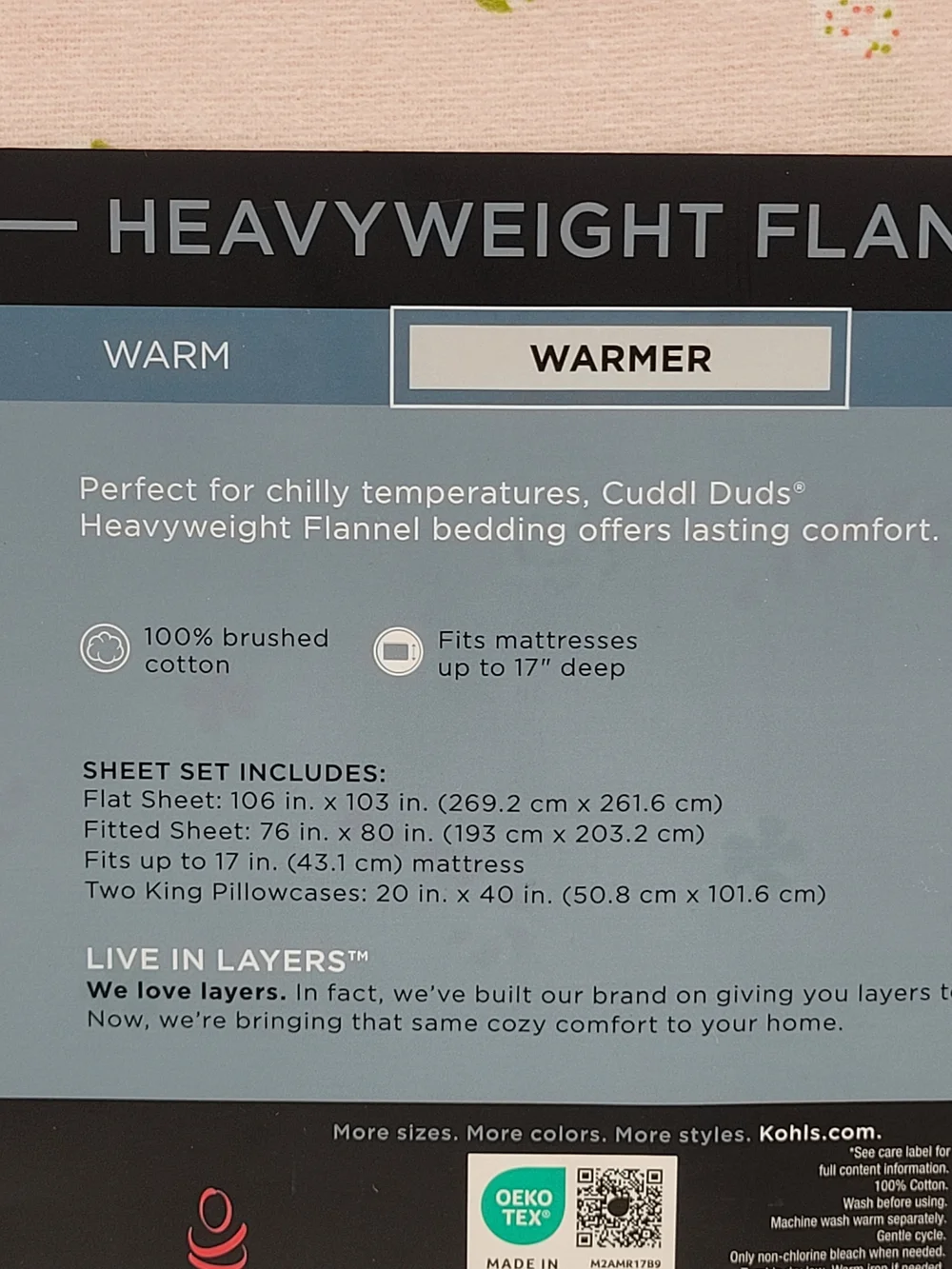 Cuddl Duds Heavyweight  Cotton Flannel Sheet Set Pink Candy Print KING Size NEW